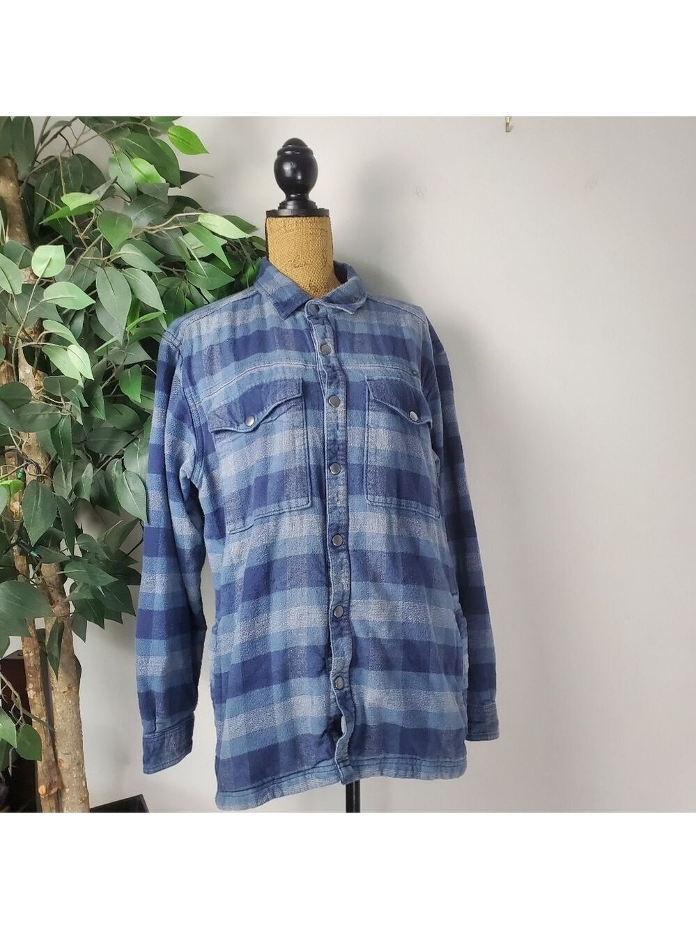 Columbia Mens Buffalo Bluff Flannel Shirt Jacket Plaid Check Size M